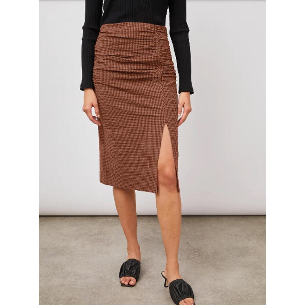 Rails Brown Gingham Midi Skirt